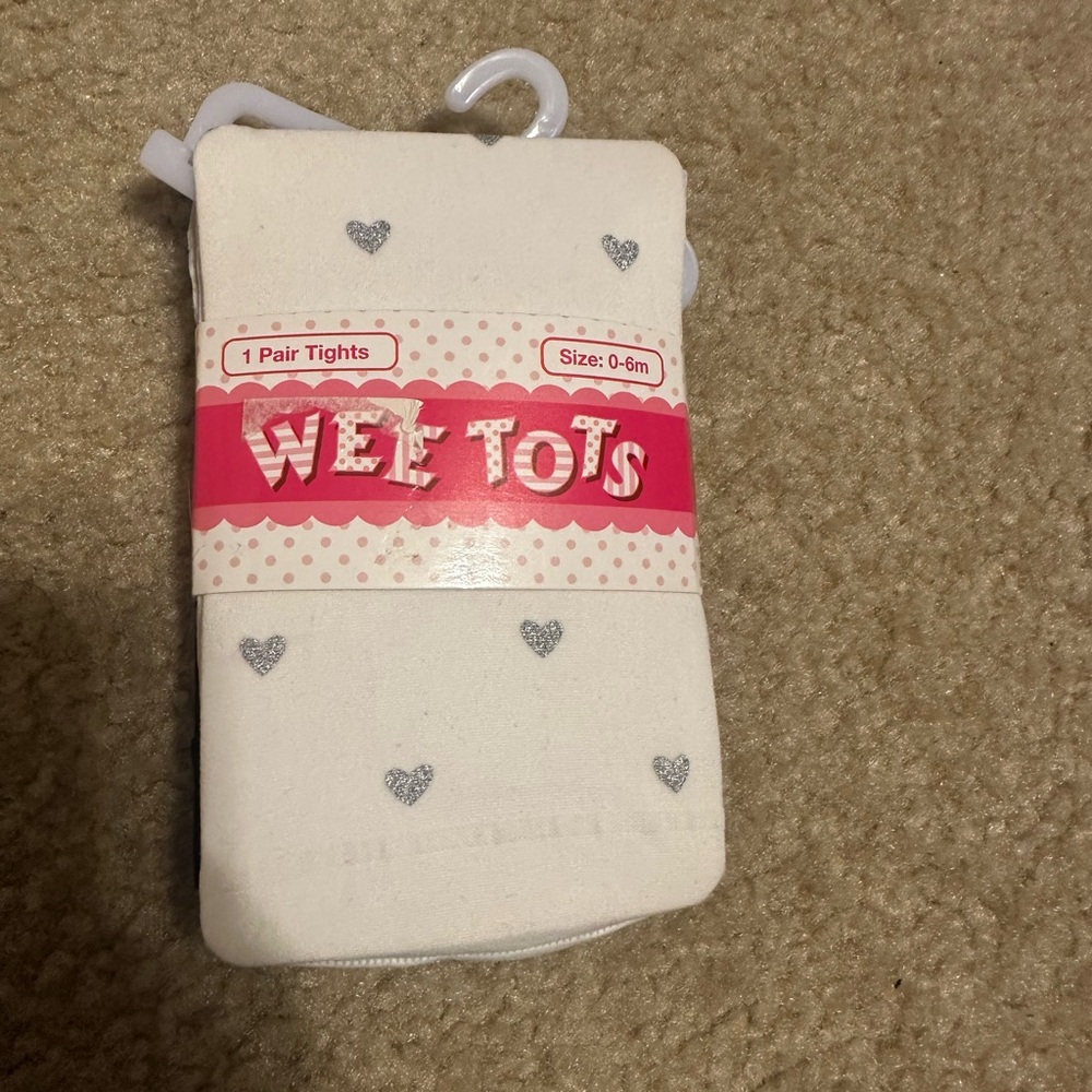 Wee Tots Baby Tights with Silver Hearts